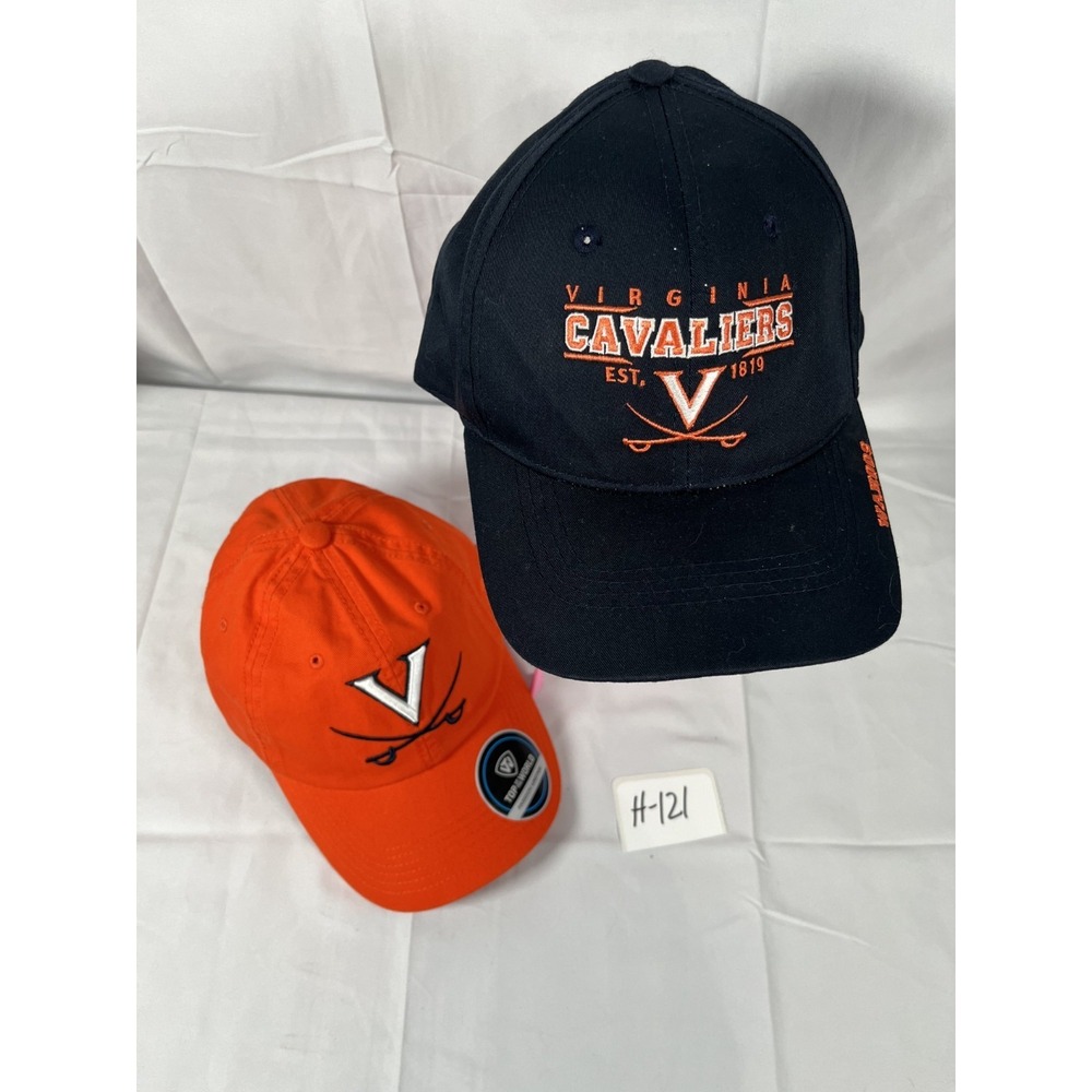 Lot Of 2 Virginia Cavaliers Adjustable Hat Cap Navy, Orange